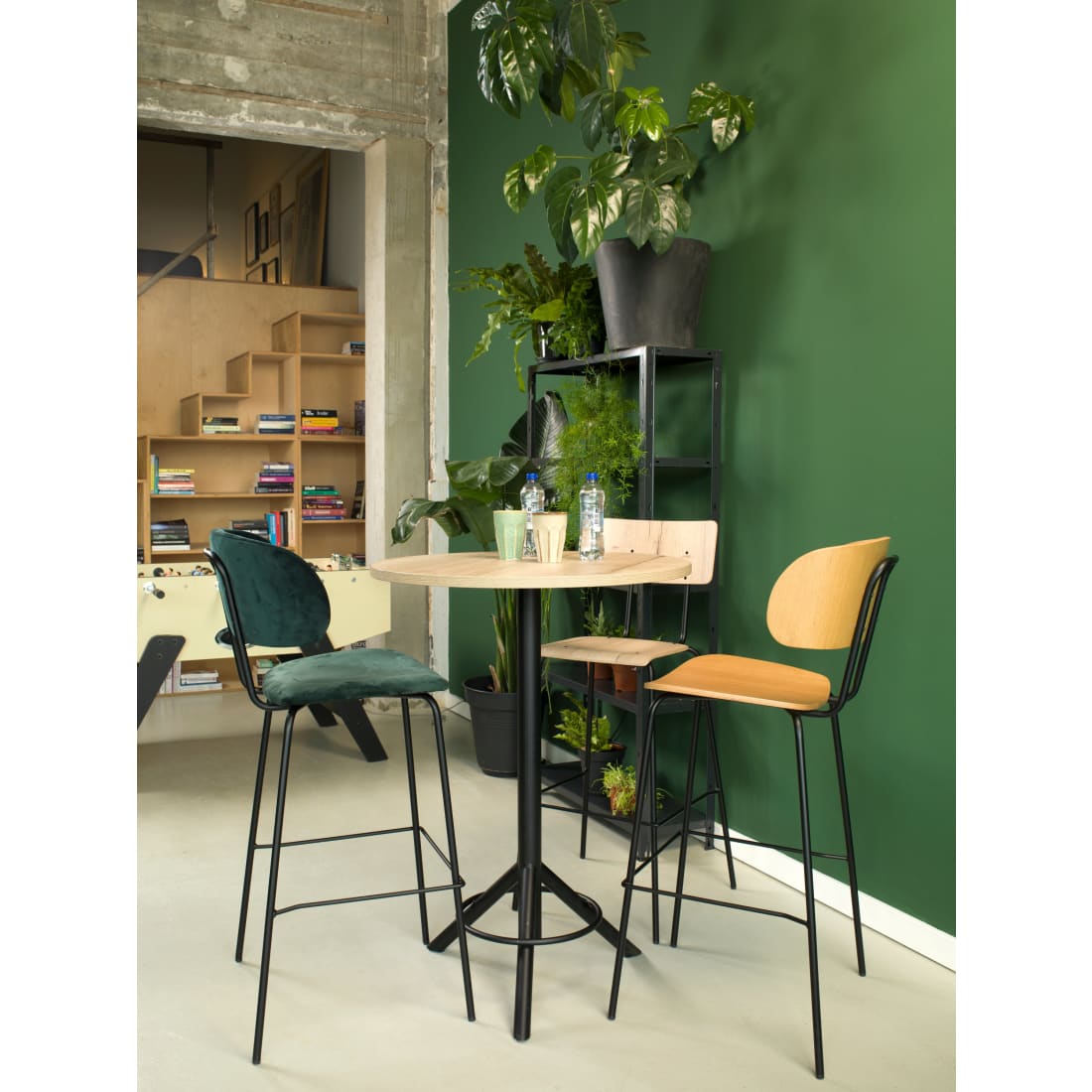 Workliving Society Bo High Bar Stool, Bouclé Petrol — 3