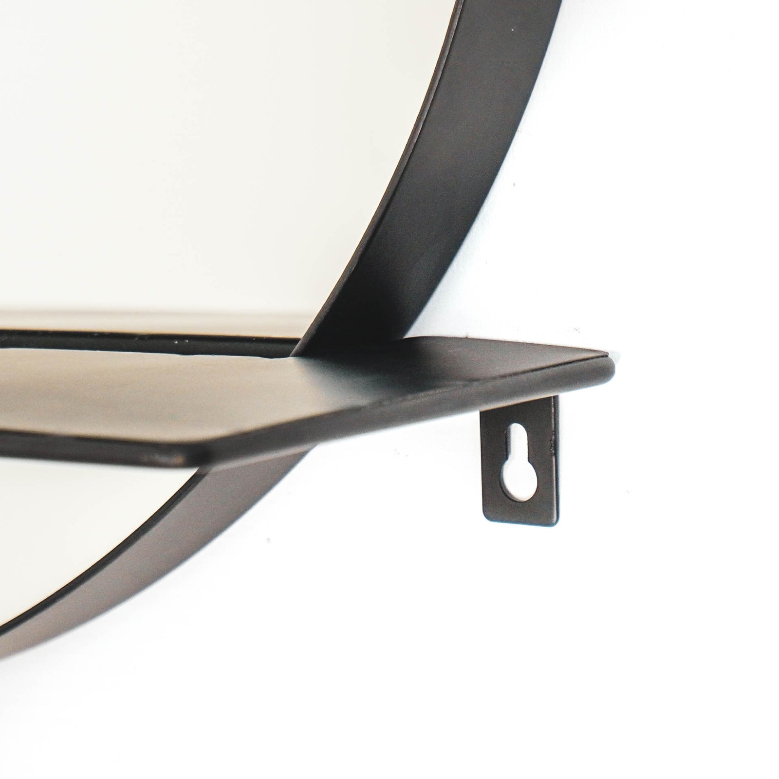 Mirror, Round, Metal, With Shelf, Black, Ø40cm — 3