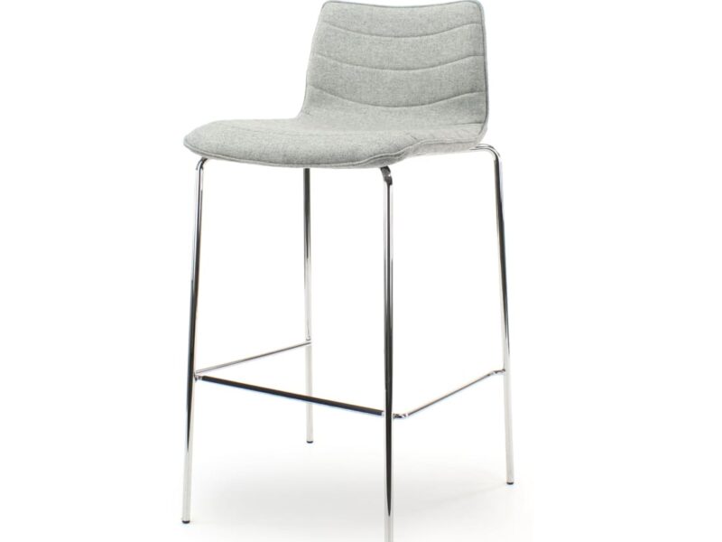 Workliving Verona Bar Stool, Light Grey Wool Felt, Chrome Base