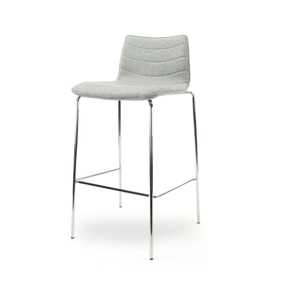 Workliving Verona Bar Stool, Light Grey Wool Felt, Chrome Base
