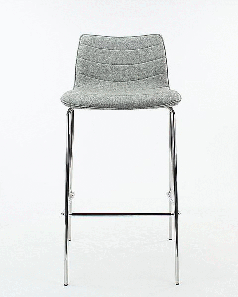 Workliving Verona Bar Stool, Light Grey Wool Felt, Chrome Base — 2