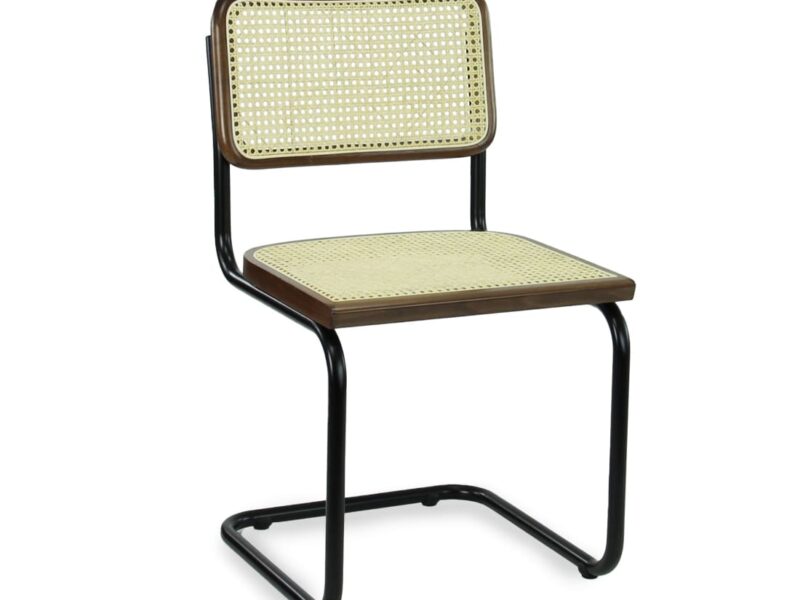 Workliving Bas Dining Chair, Rattan Design Walnut / Black