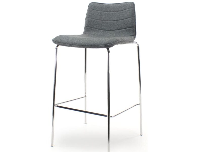 Workliving Verona Bar Stool, Mid Grey Wool Felt, Chrome Base