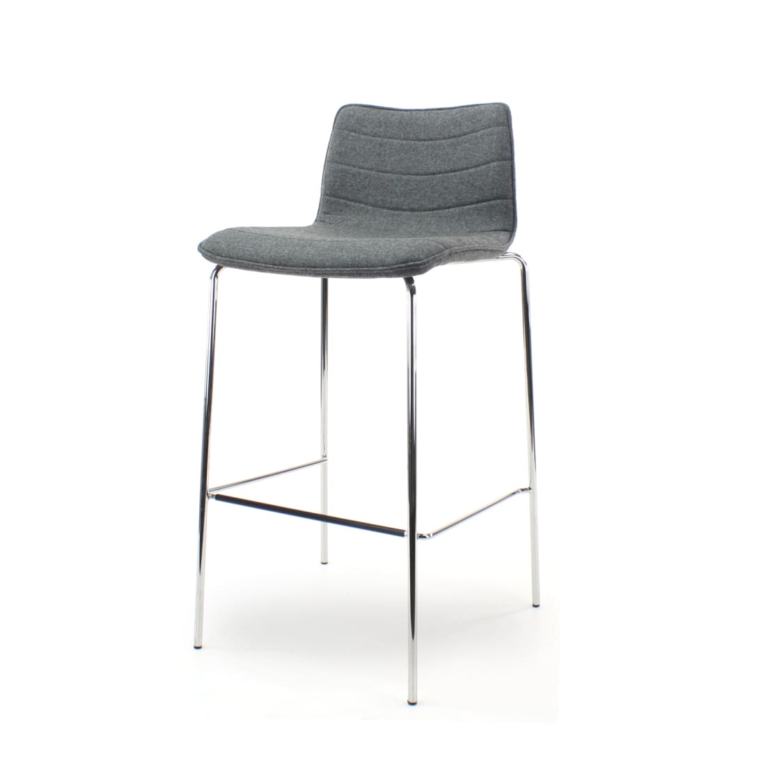 Workliving Verona Bar Stool, Mid Grey Wool Felt, Chrome Base