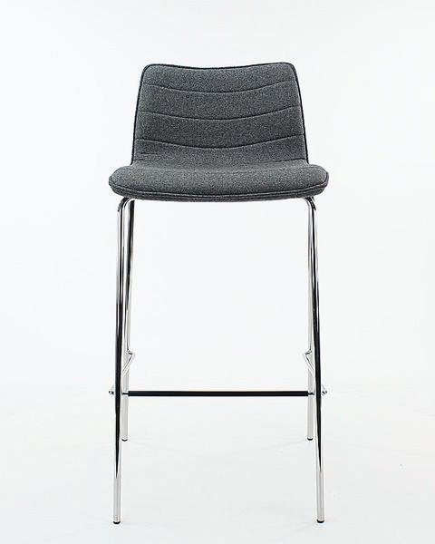 Workliving Verona Bar Stool, Mid Grey Wool Felt, Chrome Base — 2