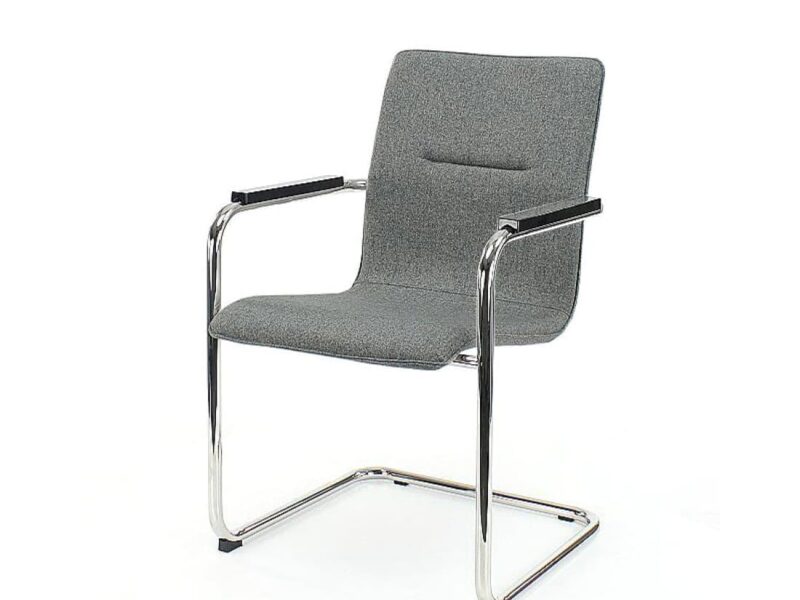 Workliving X6 Conference Chair, Comfort Sled Base, Mid Grey Wool Felt