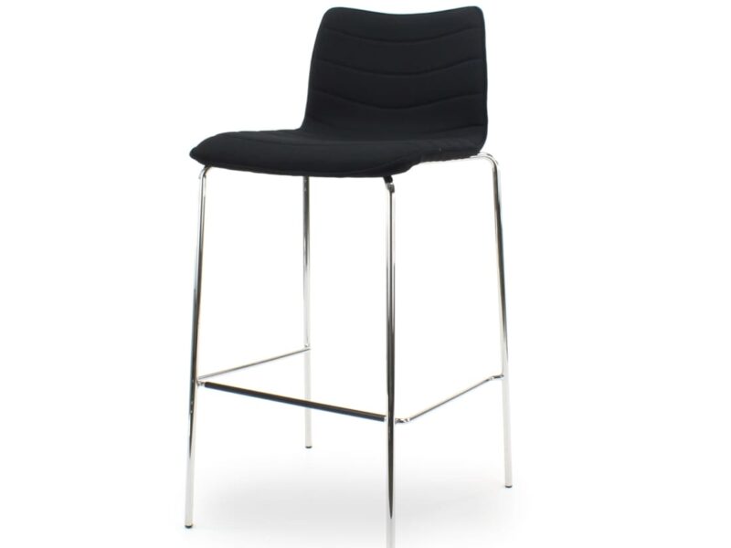 Workliving Verona Bar Stool, Black Mirage, Chrome Base