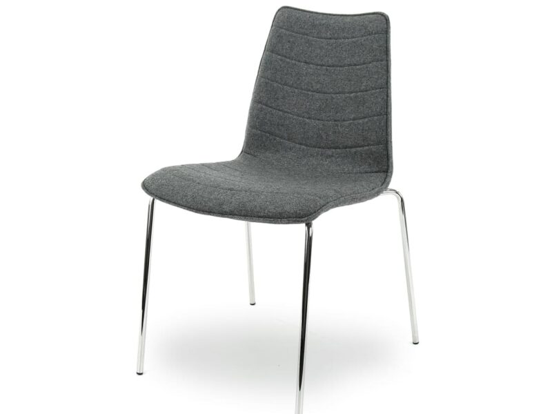Workliving Verona Dining / Conference Chair, Mid Grey Wool Felt, Chrome Base