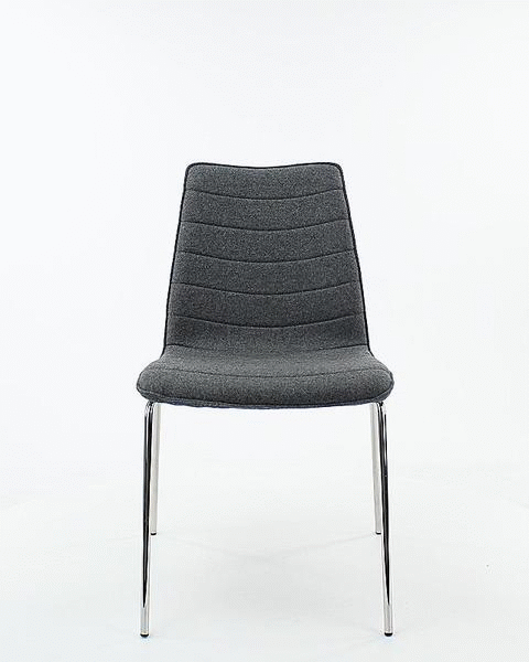 Workliving Verona Dining / Conference Chair, Mid Grey Wool Felt, Chrome Base — 2