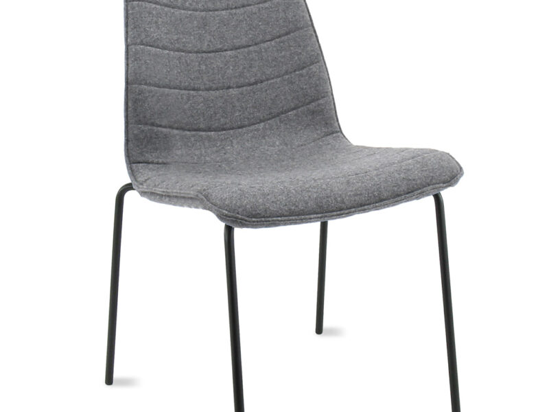 Workliving Verona Dining / Conference Chair, Wool Felt Fenice 602 Mid Grey, Black Frame