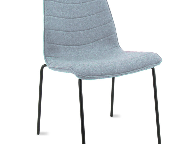 Workliving Verona Dining / Conference Chair, Wool Felt Fenice 351 Soft Blue, Black Frame
