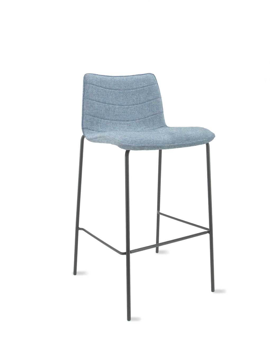 Workliving Verona Bar Stool 75 cm, Wool Felt Fenice 351 Soft Blue, Black Frame