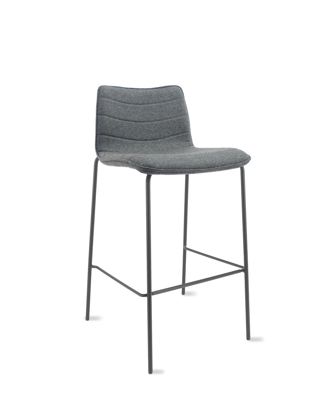 Workliving Verona Bar Stool 75 cm, Wool Felt Fenice 602 Mid Grey, Black Frame