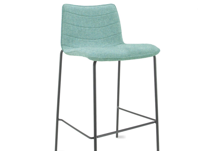 Workliving Verona Bar Stool 75 cm, Wool Felt Fenice 455 Soft Green, Black Frame