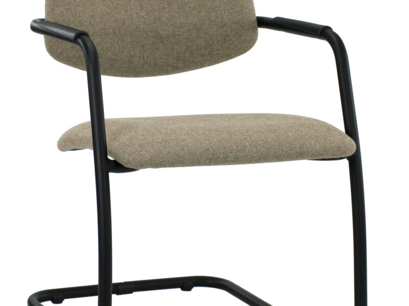 Workliving X5 Conference Chair, Sled Frame, Wool Felt Fenice 511 Light Brown, Black Frame