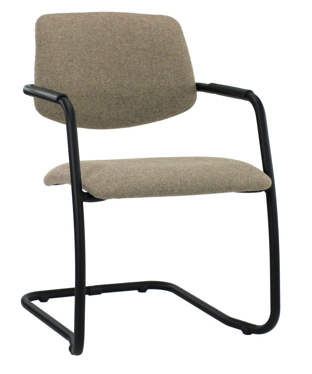 Workliving X5 Conference Chair, Sled Frame, Wool Felt Fenice 511 Light Brown, Black Frame