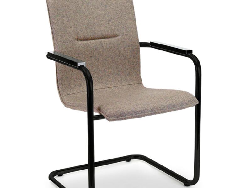 Workliving X6 Conference Chair, Sled Frame, Wool Felt Fenice 511 Light Brown, Black Frame