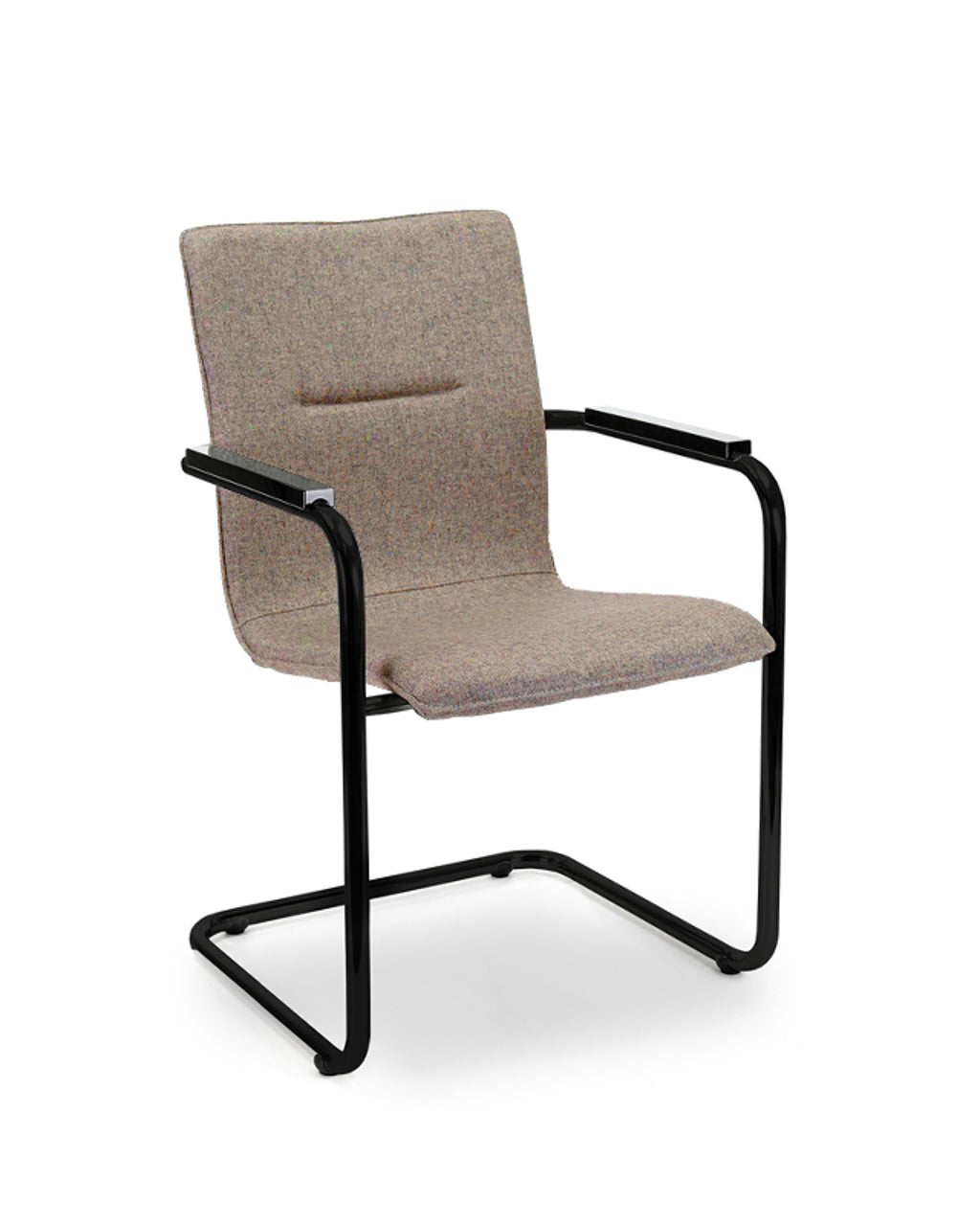 Workliving X6 Conference Chair, Sled Frame, Wool Felt Fenice 511 Light Brown, Black Frame