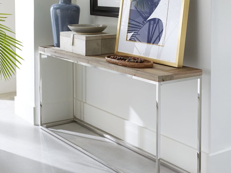 Ace Reclaimed Fir and Polished Stainless Steel Console Table