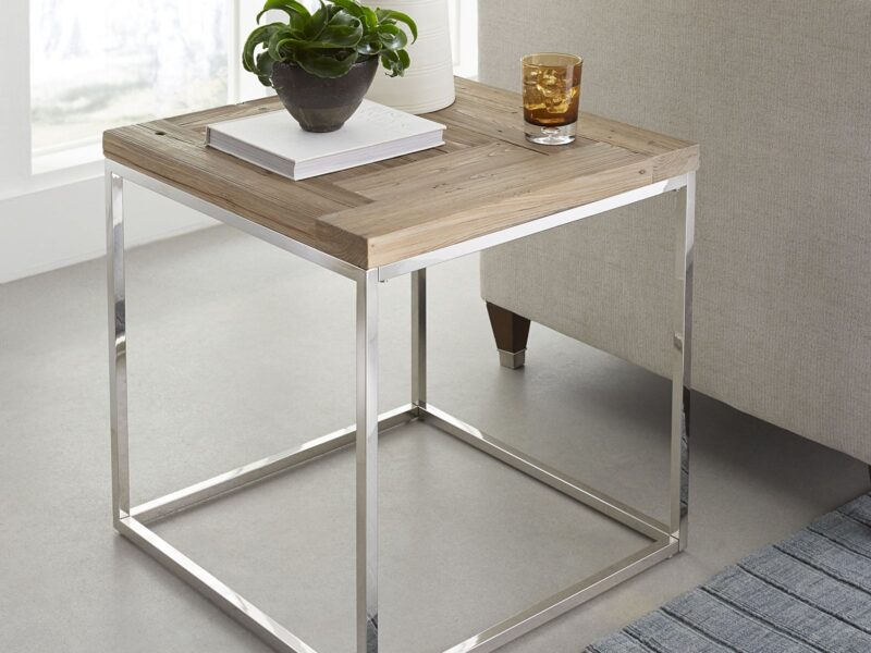Ace Reclaimed Fir and Polished Stainless Steel End Table