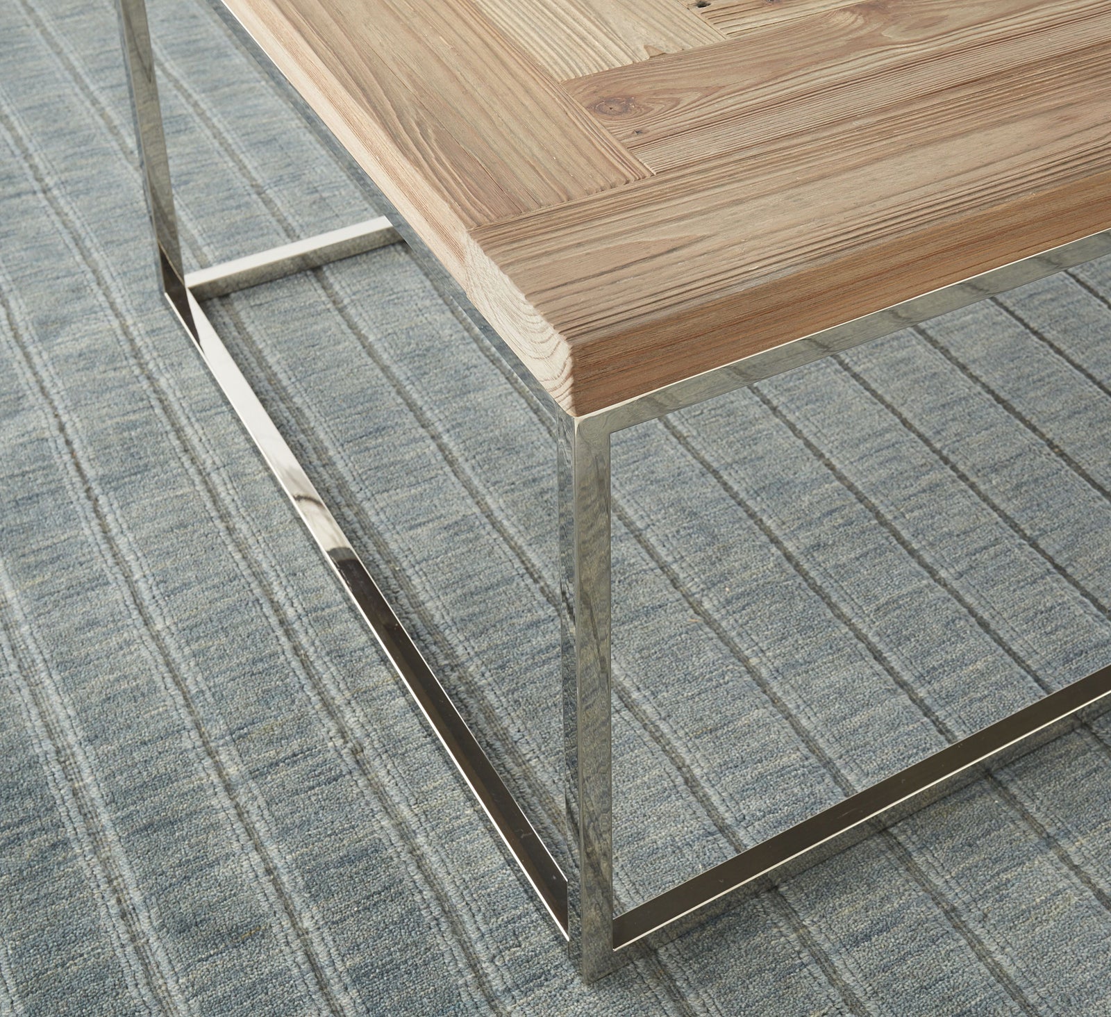 Ace Reclaimed Fir and Polished Stainless Steel End Table — 4