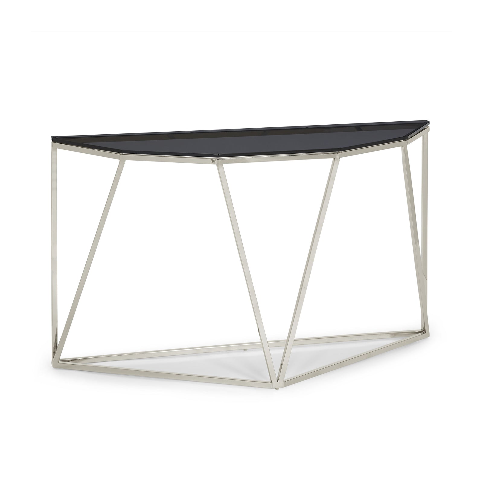 Aria Smoked Glass and Polished Stainless Steel Console Table — 3