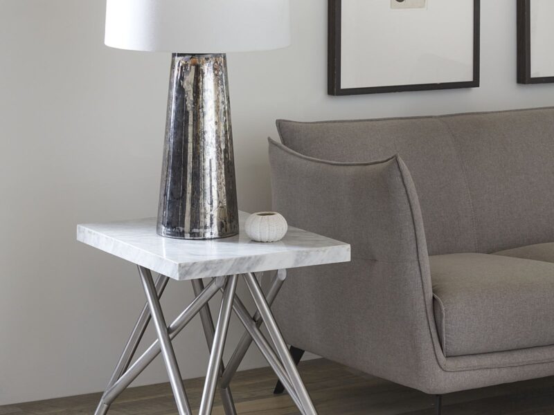 Coral End Table in Marble