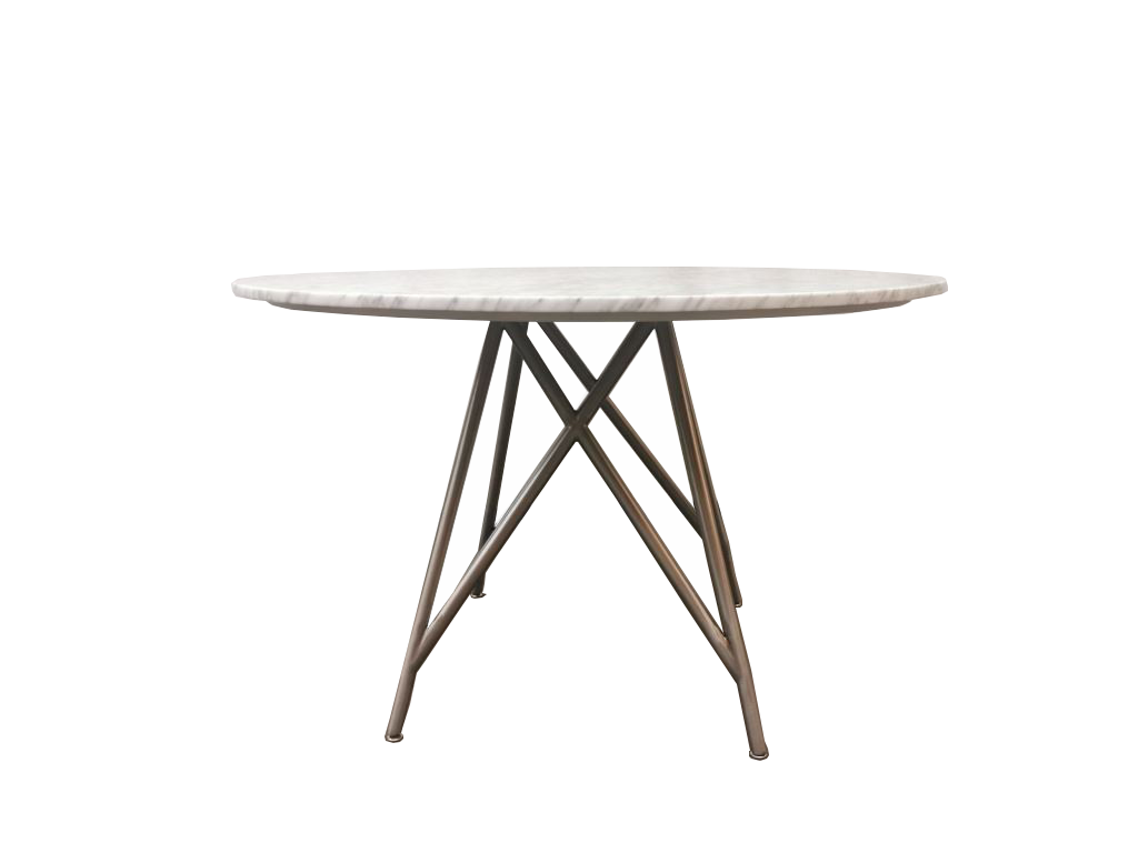 Coral Round Dining Table in Marble and Brushed Stainless Steel — 2
