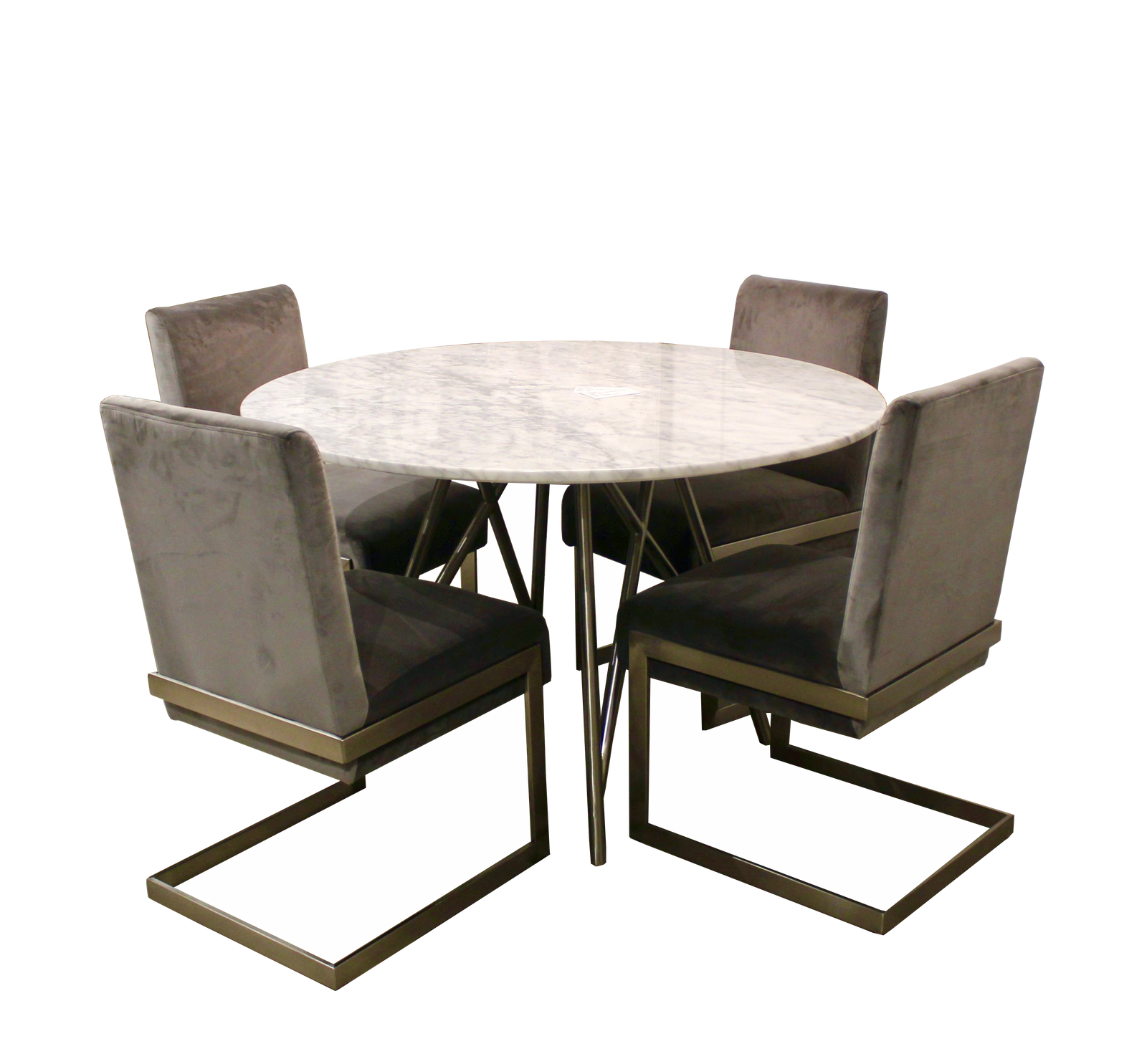 Coral Round Dining Table in Marble and Brushed Stainless Steel — 4