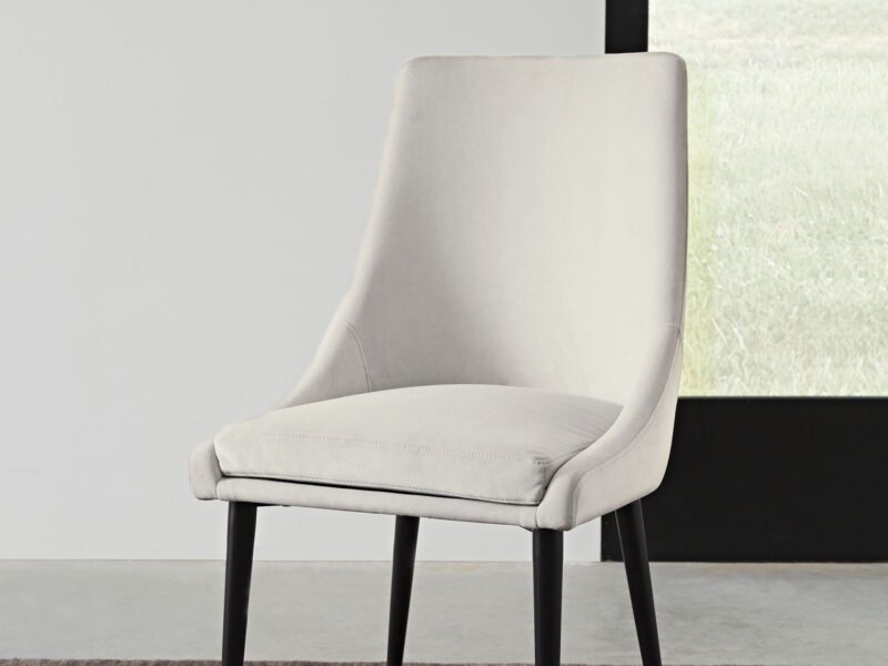 Winston Upholstered Metal Leg Dining Chair in Ash Grey and Black
