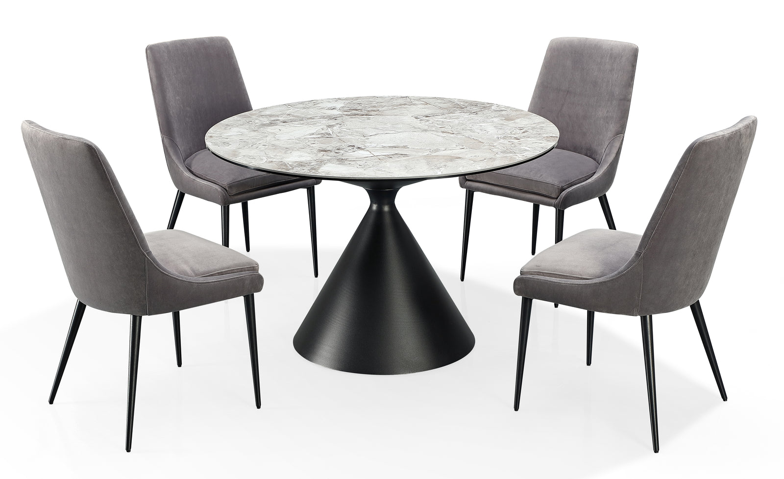 Winston Stone Top Metal Base Round Dining Table in Grigio — 7