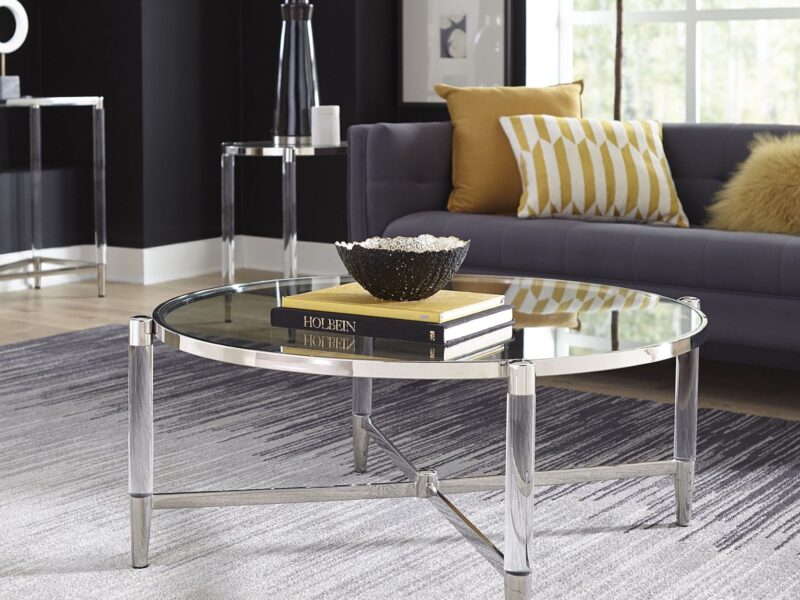 Marilyn Glass, Acrylic and Polished Stainless Steel Coffee Table