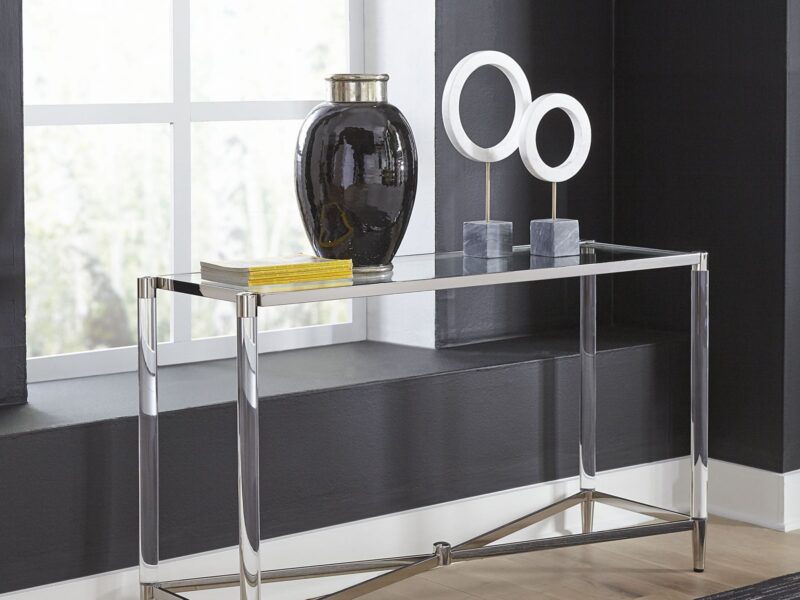 Marilyn Glass, Acrylic and Polished Stainless Steel Console Table