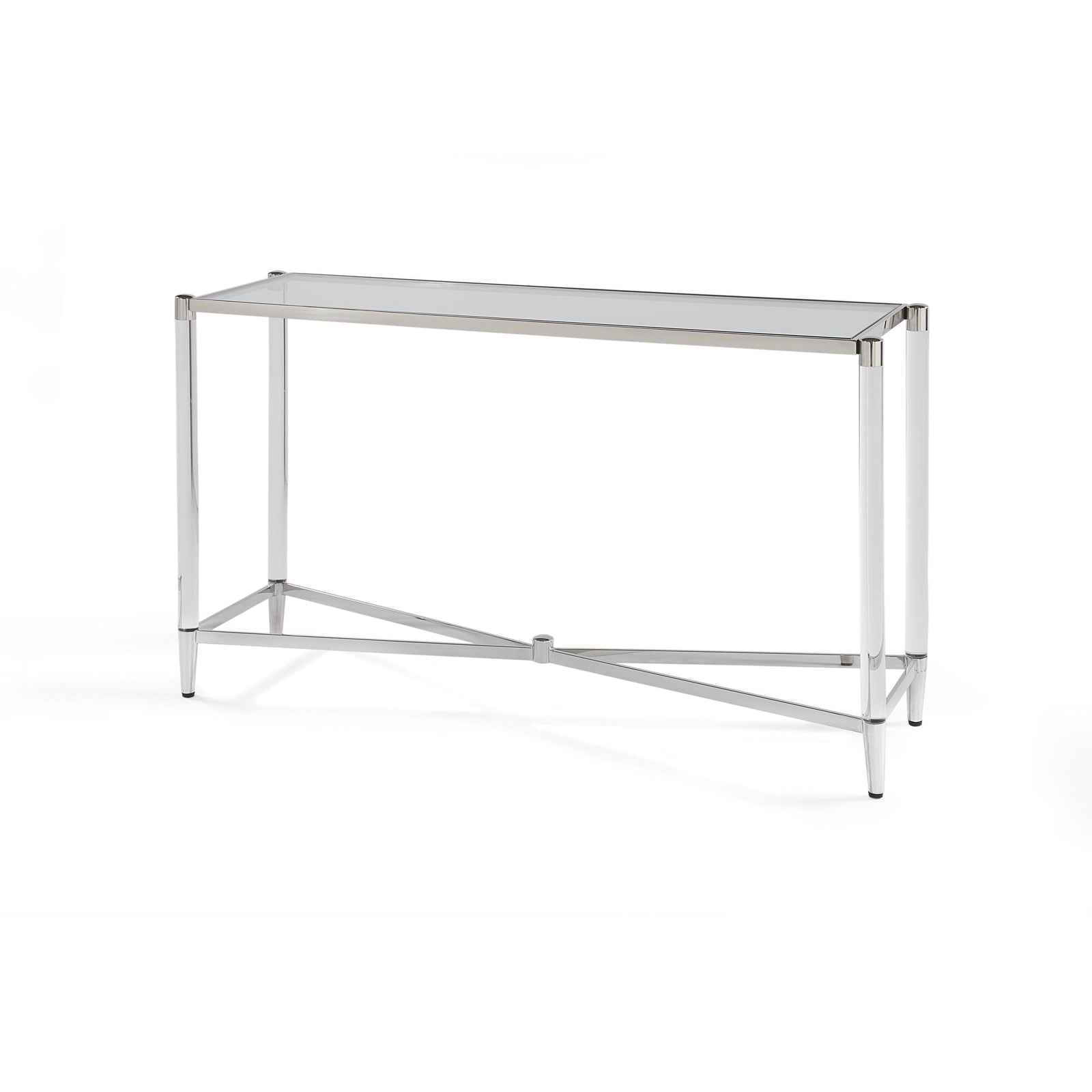 Marilyn Glass, Acrylic and Polished Stainless Steel Console Table — 2