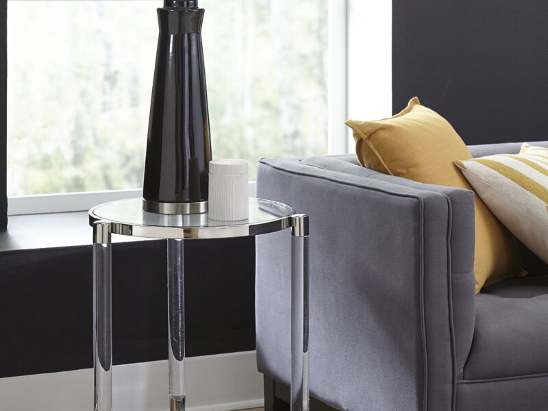 Marilyn Glass, Acrylic and Polished Stainless Steel End Table