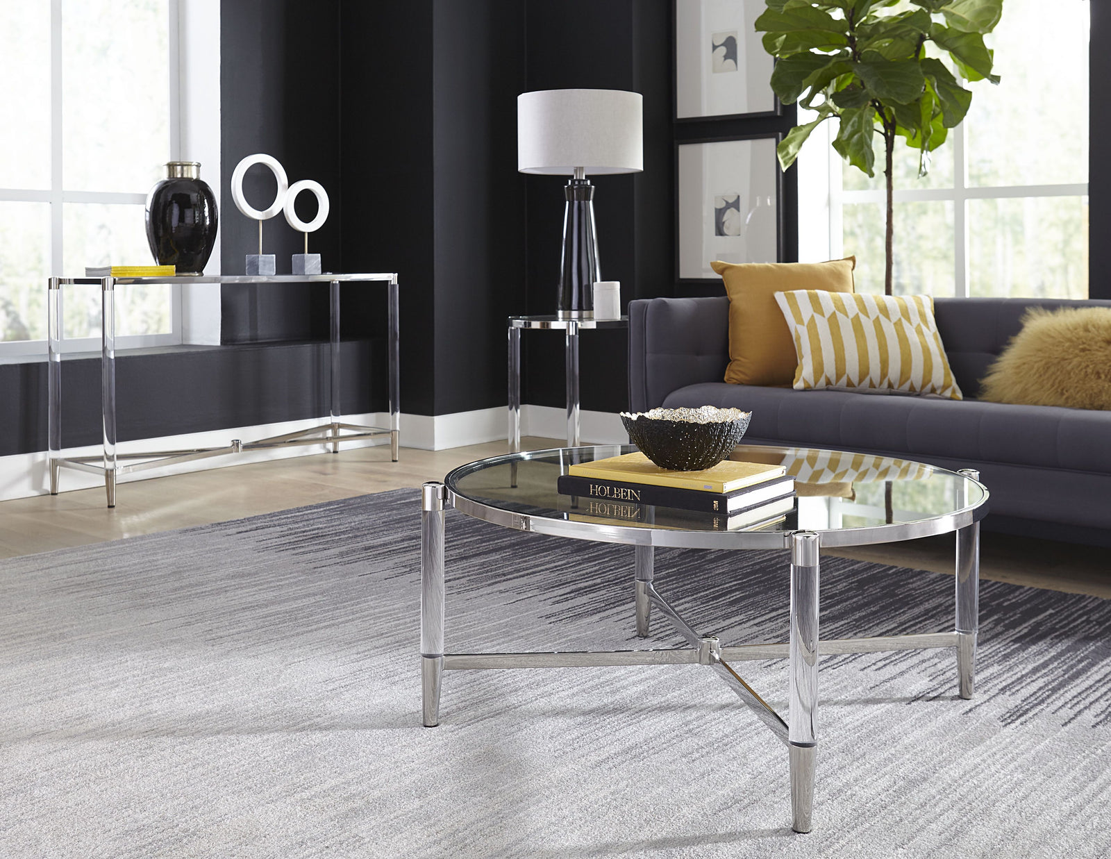 Marilyn Glass, Acrylic and Polished Stainless Steel End Table — 4