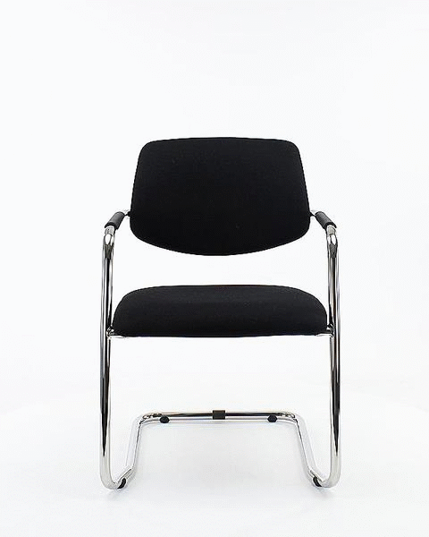 Workliving X5 Conference Chair, Sled Frame, Wool Felt Fenice 152 Soft Pink, Black Frame — 3
