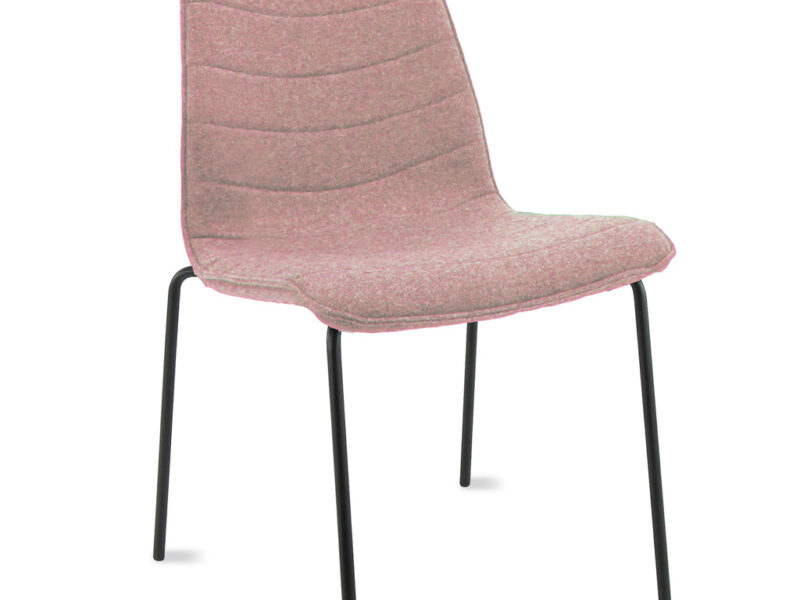 Workliving Verona Dining / Conference Chair, Wool Felt Fenice 152 Soft Pink, Black Frame