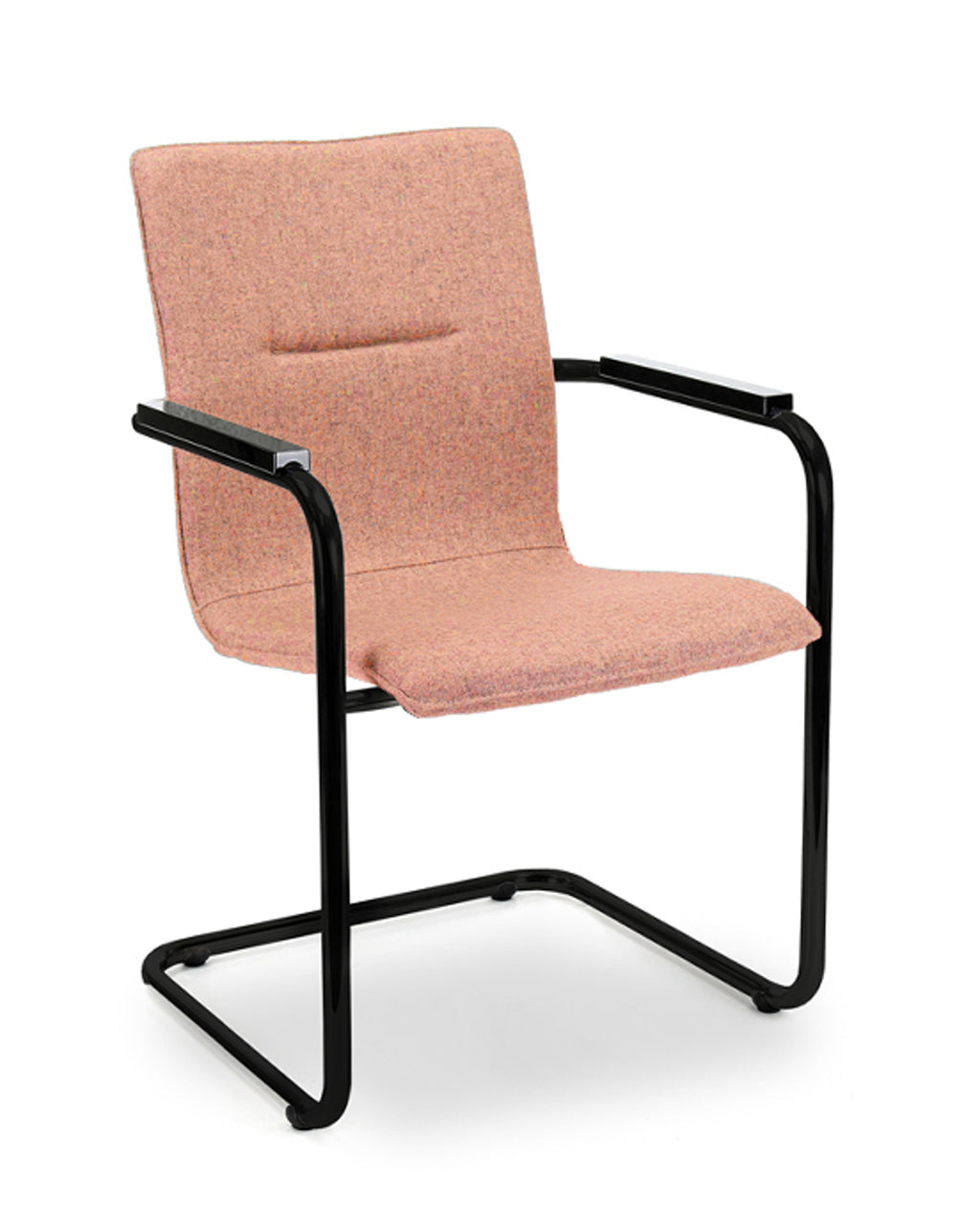 Workliving X6 Conference Chair, Sled Frame, Wool Felt Fenice 152 Soft Pink, Black Frame
