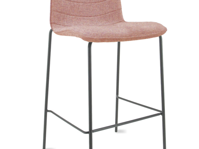 Workliving Verona Bar Stool 75 cm, Wool Felt Fenice 152 Soft Pink, Black Frame