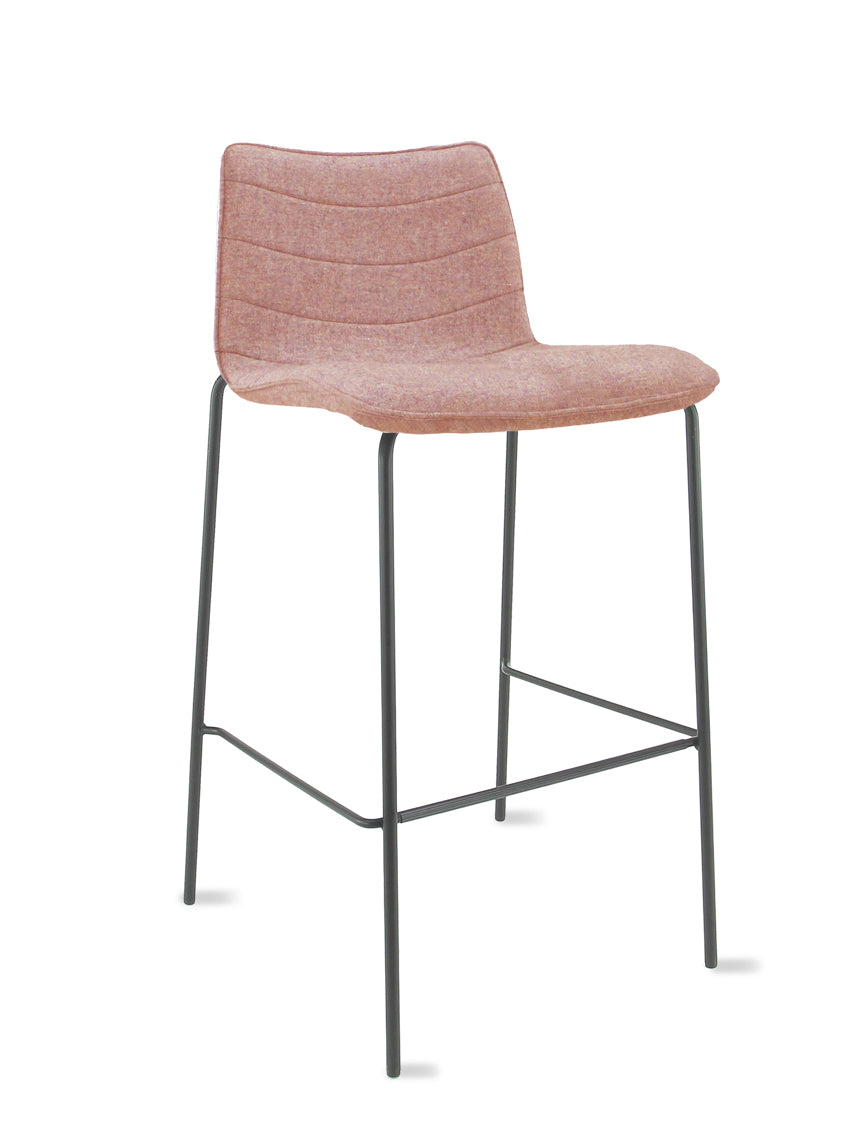 Workliving Verona Bar Stool 75 cm, Wool Felt Fenice 152 Soft Pink, Black Frame