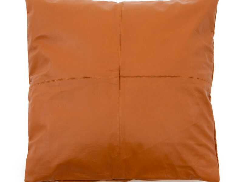 The Four Panel Leather Cushion Cover, Camel, 60x60