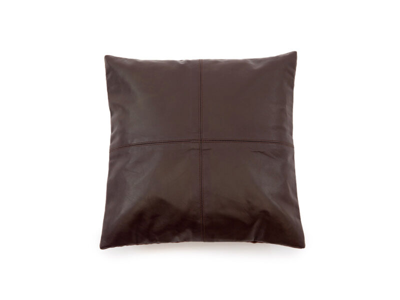 The Four Panel Leather Cushion Cover, Choco, 40x40