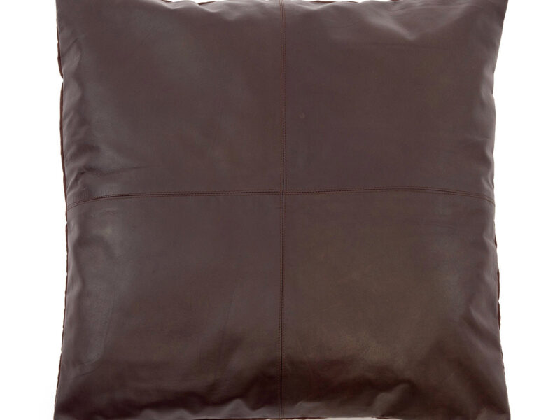 The Four Panel Leather Cushion Cover, Choco, 60x60