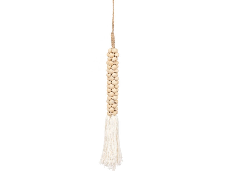 The Wooden Beads with Cotton Tassel, Natural White