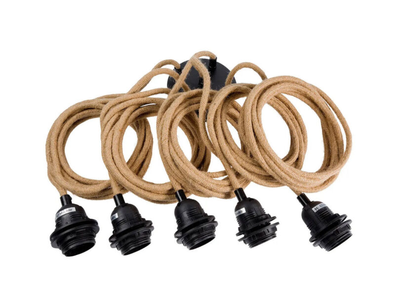 Fitting Lamps Ceiling, Natural Black, 5 Fittings