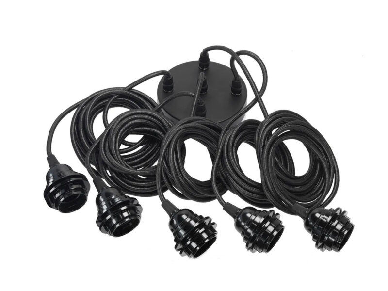 Fitting Lamps Ceiling, Black, 5 Fittings