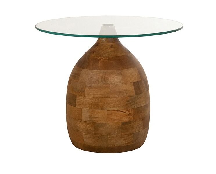 Stella Coffee Table Ø50, H43, Smooth Natural, Clear Glass