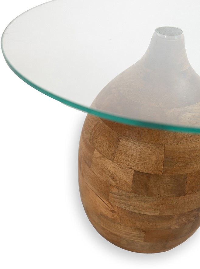 Stella Coffee Table Ø50, H43, Smooth Natural, Clear Glass — 2