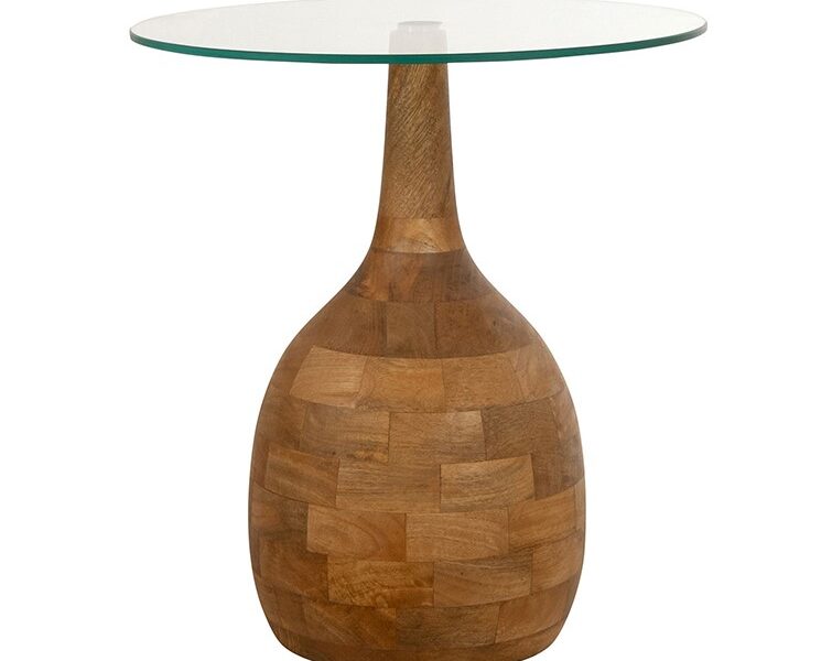 Stella Coffee Table Ø50, H55, Smooth Natural, Clear Glass